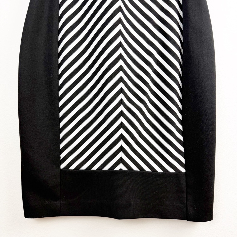 Calvin Klein Black & White Chevron Striped Sheath Dress Size 8 - Picture 3 of 12